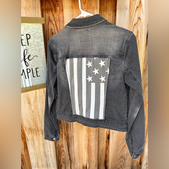 Rock & Republic Jackets & Blazers - Rock & Republic Denim Jacket American Flag Black Women Small Long Sleeve Pockets